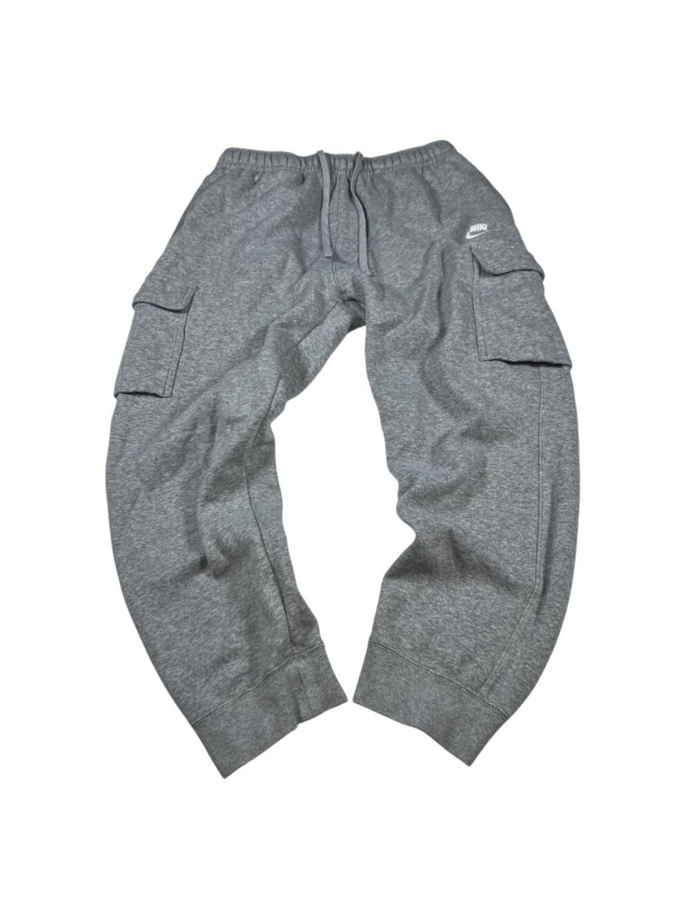 Nike Mens Gray Cargo Sweatpants Joggers Size Large Drawstrings Tapered Leg